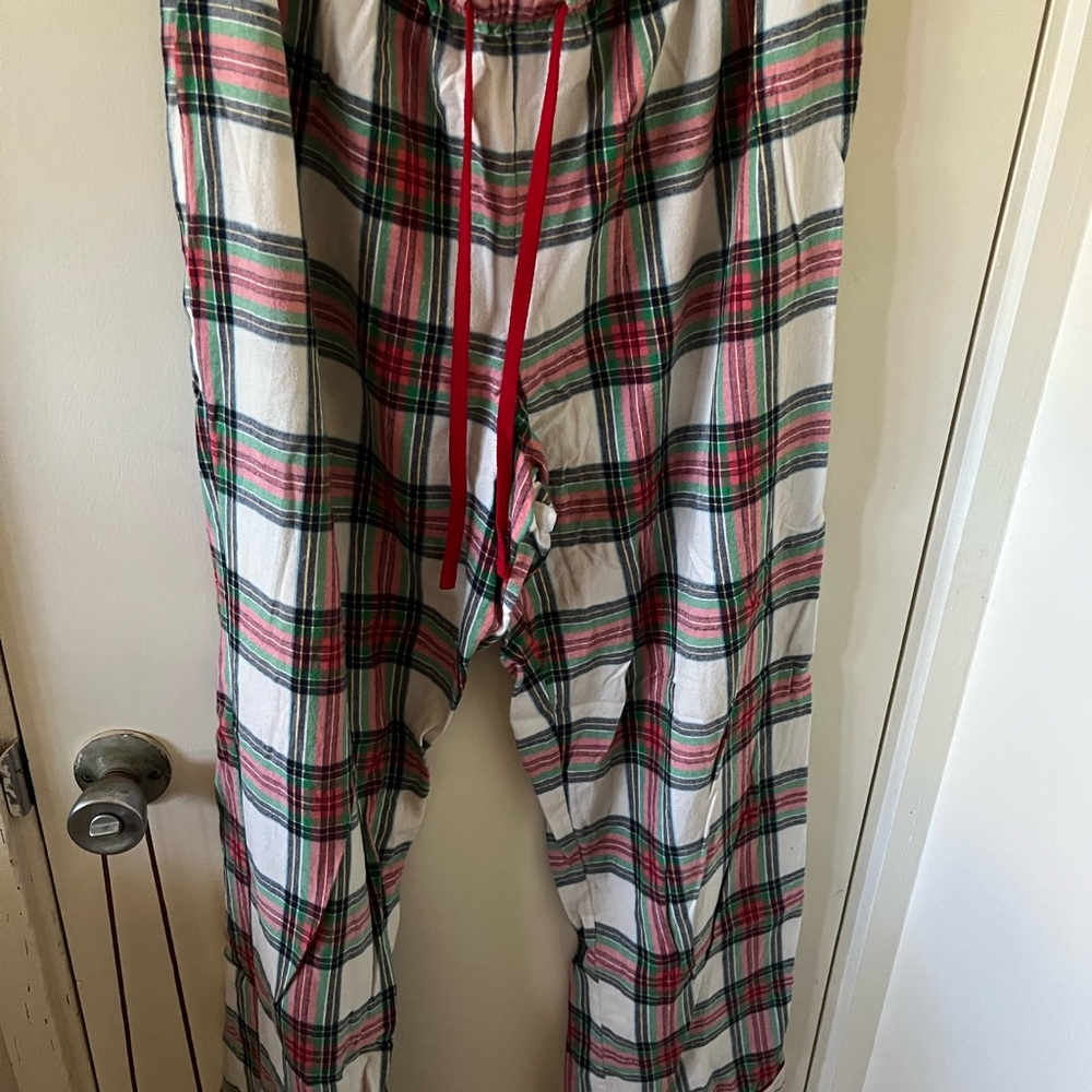 Plaid Lounge Pants with Red Drawstring